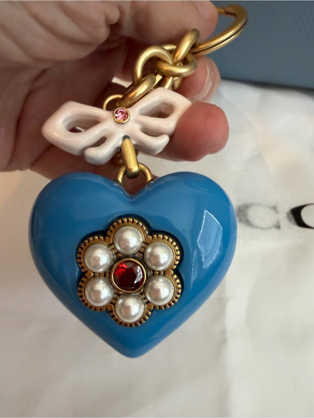 Coach Bluebell Lana 23 Pebbled Leather Satchel & Coach Blue heart Charm lot EUC - Picture 5 of 14
